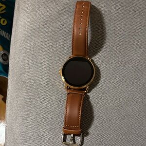 Fossil Gold Smartwatch with Brown Leather Strap